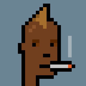 A simple pixel art drawing of a person with spiky blonde hair smoking a cigarette against a blue background.