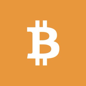 The Bitcoin logo, a white capital 'B' with two vertical strokes, displayed on an orange background.