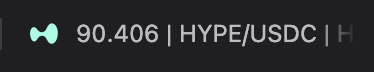 A digital display shows cryptocurrency ticker information reading '90.406 | HYPE/USDC'.