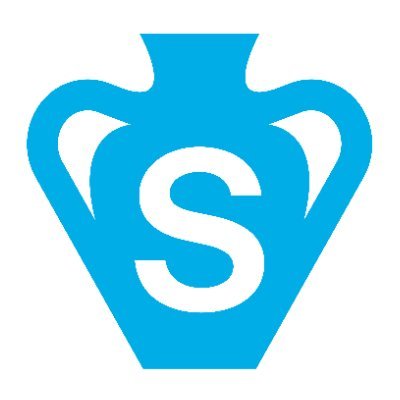 A light blue logo featuring a stylized vase or amphora design with a white letter "S" in the center, likely representing the Sky (formerly MakerDAO) protocol, which issues the DAI stablecoin that was used as the USD lending vehicle referenced in the post about leveraged yield farming spreads.