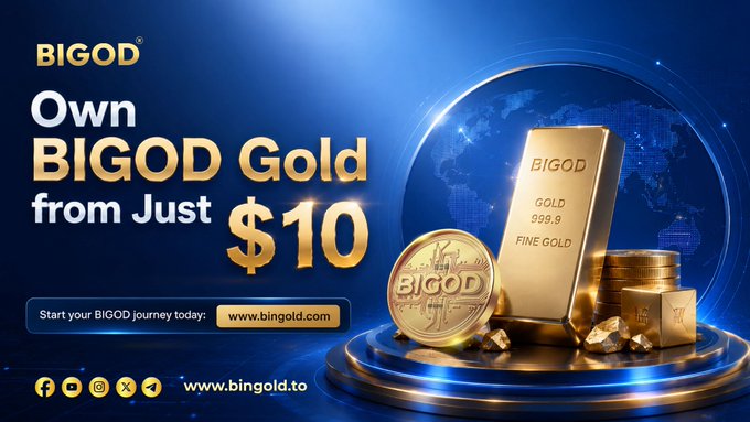 An advertisement banner reads "BIGOD - Own BIGOD Gold from Just $10" featuring gold bars and coins with "BIGOD GOLD 999.9 FINE GOLD" engraved.