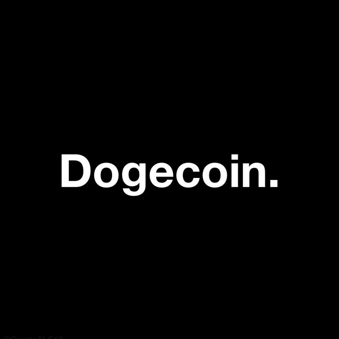 A black image featuring the word 'Dogecoin.' in bold white text.