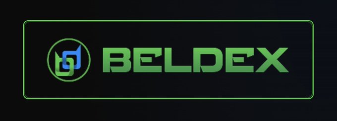 The image displays the Beldex logo and name in green text within a rounded rectangular border on a dark background. It serves as branding for the BeldexCoin project, which the post references while discussing their research on zero-knowledge age verification technology that allows proving eligibility without revealing personal data.