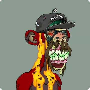 A digital illustration of a grotesque, monstrous bear character with glowing green teeth, a long tongue, and a cap that reads 'MARS MIC'.