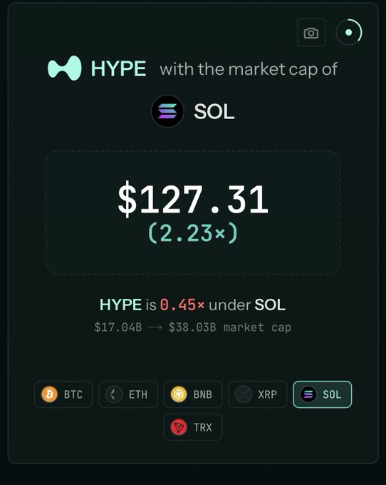 The image shows a black screen with a green background, displaying information about a cryptocurrency called "HYPE" and its market cap. The text on the screen reads "job’s not finished $HYPE flipping $SOL in mcap is yet to happen". This suggests that there might be an ongoing process of flipping the cryptocurrency from one market cap to another or vice versa, but it has not been completed yet.