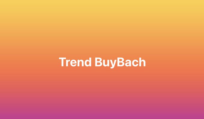 A simple graphic with a yellow-to-pink gradient background displaying the white text "Trend BuyBach" in the center.