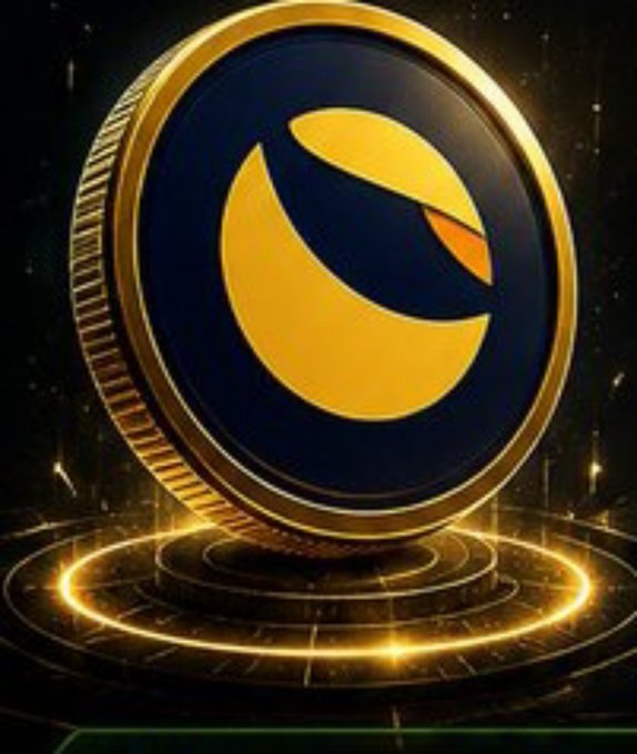 A 3D-rendered digital illustration features a large golden coin with a stylized yellow and orange logo on its face, set against a dark background with glowing circular accents.