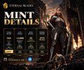 A dark promotional graphic for a game or app titled 'MINT DETAILS' featuring a figure in a long coat against a dark background, with 'TITANIUM MARKET' at the top and a list of in-game items on the left.