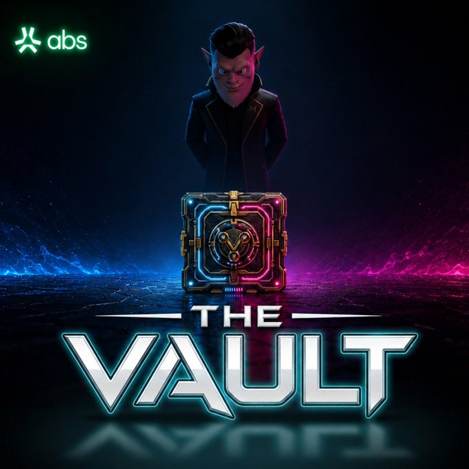 An animated character stands behind a glowing, futuristic vault. The image promotes a special preview of "The Vault" event, which includes $PENGU rewards.