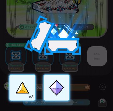 The image shows a screenshot of an app interface with three different options displayed, each represented by a triangle icon. The first option has a yellow triangle, the second one has a purple triangle, and the third one has a blue triangle. These icons are located in the top left corner of the screen. The post is titled "June 5th, 2026" and it mentions that there's an item called "X3" on the screen.