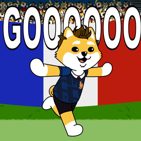 ikidoo, a cartoon character with brown and white fur, runs on a green field while wearing a blue shirt and shorts, with the word "GOODOO" displayed above him.