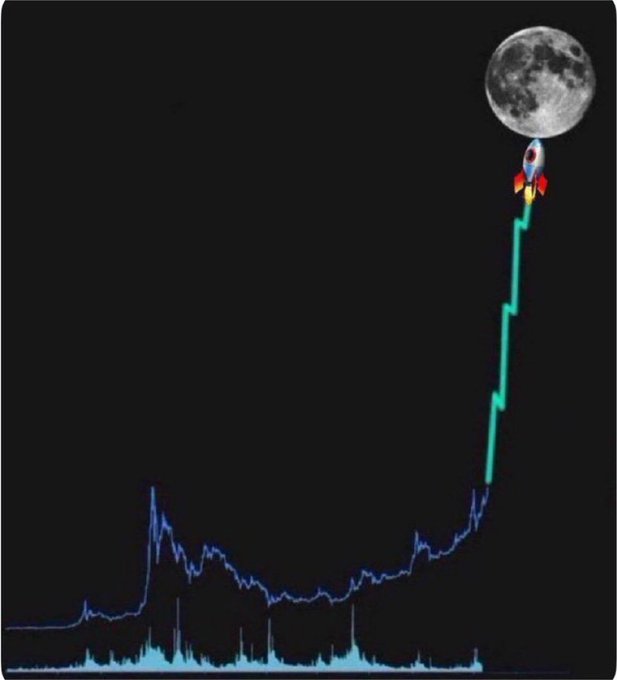 A rocket ship blasts off from a stock chart toward the moon, symbolizing a "to the moon" crypto meme with an explosive price trajectory. The caption "Shill me the next million dollars #memecoin" ties directly to the image's depiction of a meme coin poised for astronomical gains.