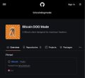 GitHub repository page for 'Bitcoin DOG Mode' by bitcoindogmode, featuring an orange icon with a dog in a spacesuit.