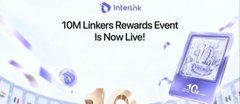 A promotional banner reading '10M Linkers Rewards Event Is Now Live!' featuring a stylized purple and white digital card design with confetti effects.