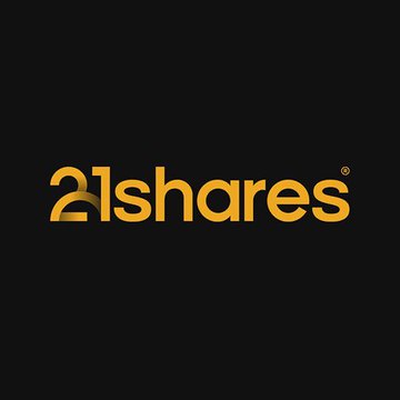 The image displays the 21Shares logo in gold text on a black background. This relates to the post about 21Shares selling $1.8 million worth of $HYPE, representing the company's first recorded reduction in exposure to the asset.