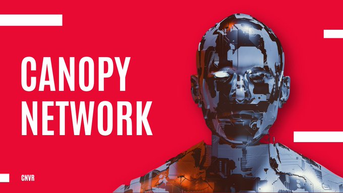 Red promotional graphic featuring a metallic humanoid figure and white text reading 'CANOPY NETWORK' with 'CNVR' in the bottom corner.