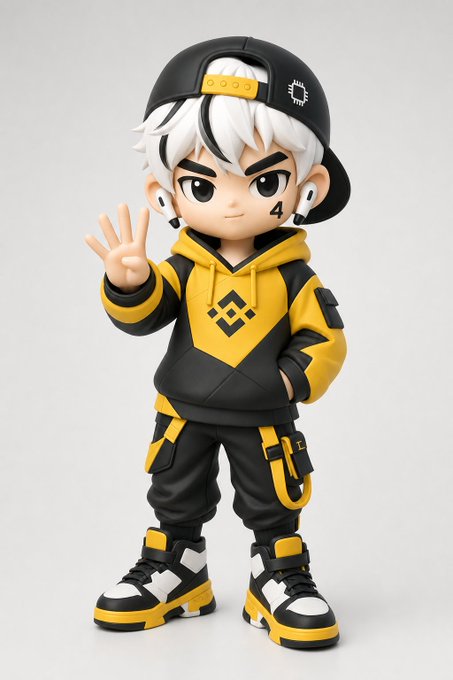 The image features a small figurine of a boy wearing a black and yellow outfit with a matching hat. The boy has his hands raised in victory or defeat, depending on the context of the situation. The figurine appears to be made out of clay or another material that can be easily shaped into such a form. The post about this product seems to be promoting it as an impressive and creative toy for kids who enjoy crafting and creating their own unique figures.