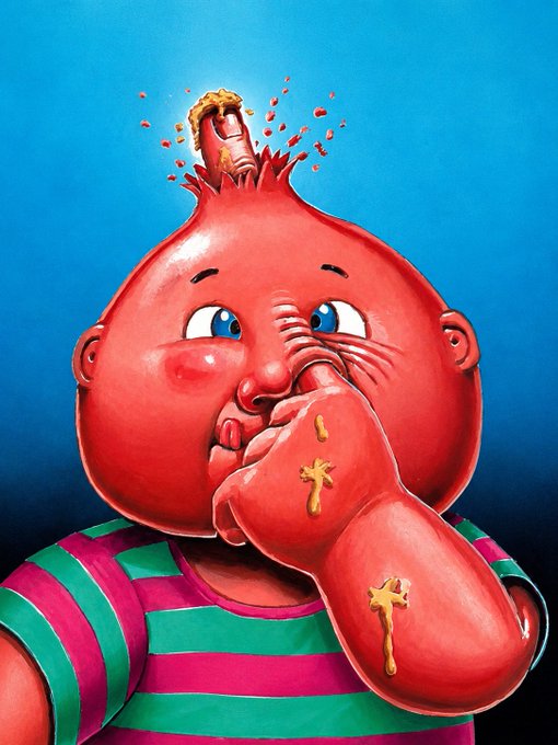 The image features a cartoon illustration of a person with a red face, wearing a striped shirt. The figure has a large bubble growing out of its head, which appears to be made of candy or food. The background of the image is blue, providing a contrast to the red figure and the bubble. The caption at the bottom of the image reads "$BOOGY #PumpFun #Solana #Memecoin #CryptoTwitter 6GdMCn16mY3rfJS8xESUBXcG2txLWU9nYQZojAawpump".
