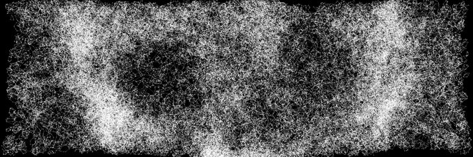 A black and white abstract texture image with a noisy, web-like pattern.
