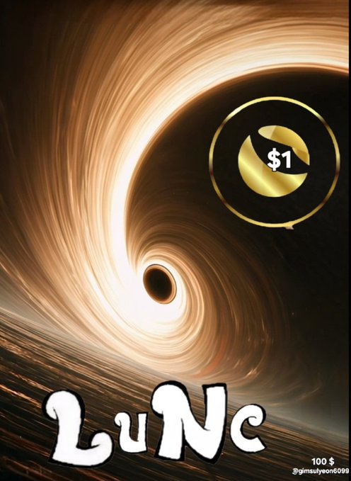 A swirling cosmic tunnel image overlaid with text 'LuNc', '$1', and '100 $' along with the handle '@gimauyeon6099'.