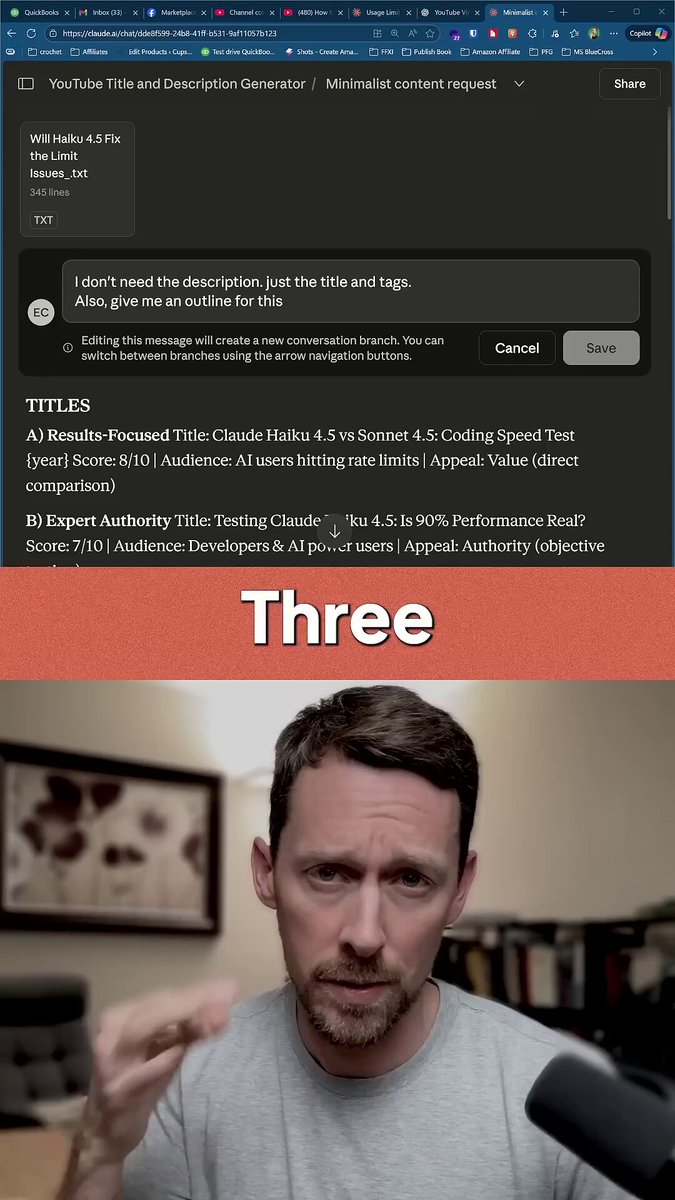 The image shows a man with a beard wearing a grey shirt, who appears to be making a funny face as he looks at the camera. The caption reads "Three", which could possibly be a reference to a post or a hashtag related to the topic of three habits that can help improve workflow in a company.