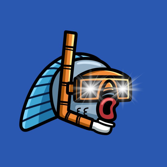 A cartoon fish wearing a snorkel mask and snorkel, appearing shocked with an open mouth, set against a solid blue background.