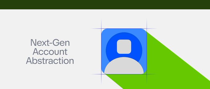 A blue user profile icon with a long green drop shadow sits beside the text "Next-Gen Account Abstraction," visually representing Base's EIP-8130 initiative to simplify crypto wallets by enabling gas sponsorship and bundling multiple actions into a single transaction for a smoother user experience.