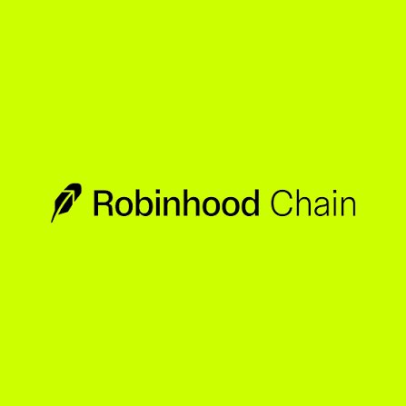 A bright green background with the black 'Robinhood Chain' logo and feather icon centered on it.