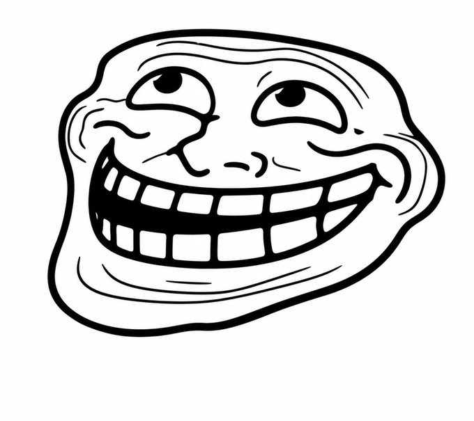 A black-and-white line drawing of a classic "trollface" meme—featuring a wide, mischievous grin and sly squinted eyes—is paired with the caption "Sending $Troll would revive SOL trenches," humorously referencing the meme to suggest that a troll-themed token could boost engagement in the Solana memecoin trenches.