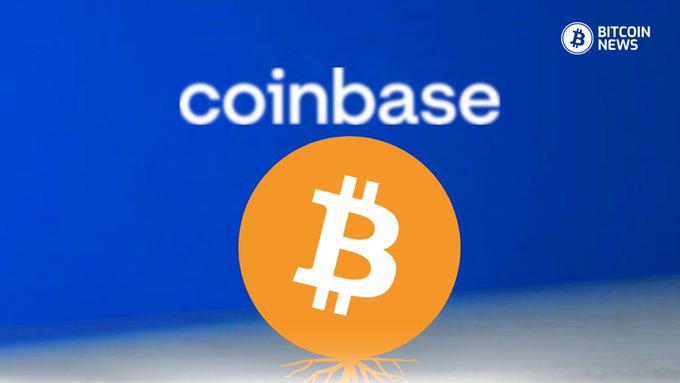 The image displays a Bitcoin logo set against a blue background featuring the "coinbase" brand name, with a "Bitcoin News" logo in the corner, visually representing Coinbase's new integration of Deribit and its expansion into bitcoin derivatives trading. The Bitcoin symbol's prominent placement reflects the $30 billion in bitcoin options open interest mentioned in the news.