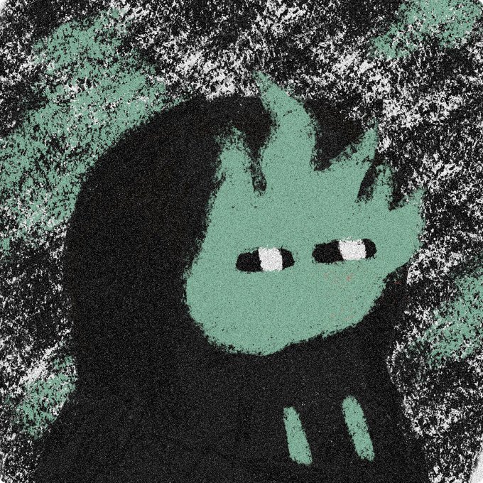 A grainy, pixelated illustration depicts a hooded figure with a mint-green face and glowing white eyes emerging from a dark, textured background. The mysterious, agent-like character visually complements the "gm AGNTs" post, portraying the autonomous AI agents being greeted in the crypto/web3 community.