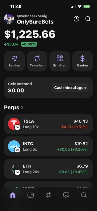 The image features a phone screen displaying information about cryptocurrency trading, which includes a time-sensitive alert that reads "elon musk hat das psychisch geschafft das es oben ist in meiner wallet Elon ist MM nicht Justin Oder jemand will verwirren". The display of this text can be interpreted as an advertisement or promotion for Bitcoin, which showcases the latest market prices and their currency values. It appears that the image is related to a post about investing or trading Bitcoins on social media, sharing information on how people could invest in cryptocurrency and track its performance over time.