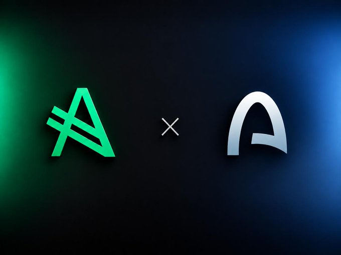 A graphic displaying two logos separated by an 'x' on a dark background with green and blue lighting.