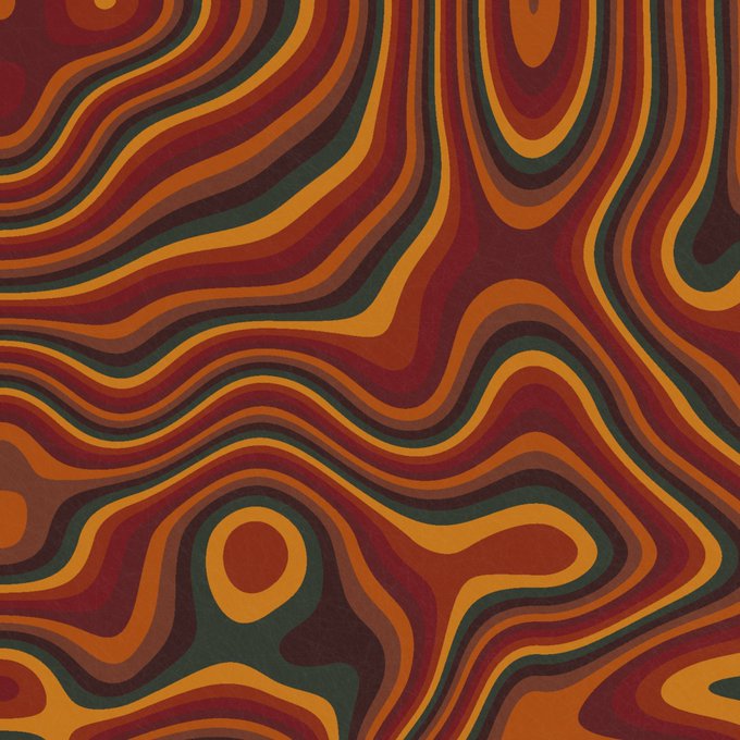 The image features a vibrant abstract pattern with swirls of different colors, including red, green, yellow, and brown. The pattern appears to be created using lines or curves that give it a sense of movement and dynamism. The background of the image is blurred, drawing attention to the colorful swirls in the foreground. The post about Meditations in Color has been shared by someone named Mints.