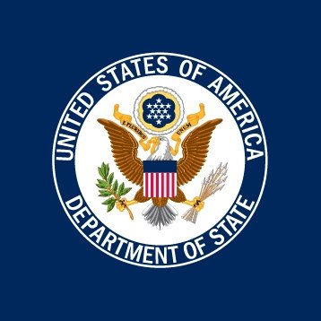 The image shows the official seal of the United States Department of State, featuring a bald eagle with a shield, olive branch, and arrows, encircled by the text "UNITED STATES OF AMERICA" and "DEPARTMENT OF STATE" on a dark blue background.

The seal appears to represent the U.S. government's regulatory stance referenced in the post, which claims centralized AI has been shut down, driving capital into decentralized alternatives like the ICP token.