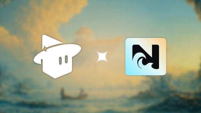 The image features two logos side by side - a white square with a hat logo above it and a blue square with a wave logo below it. The text "Add privacy to your Solana app" is written at the bottom of the image, and there's also an image of a boat in the background that says "Solana".