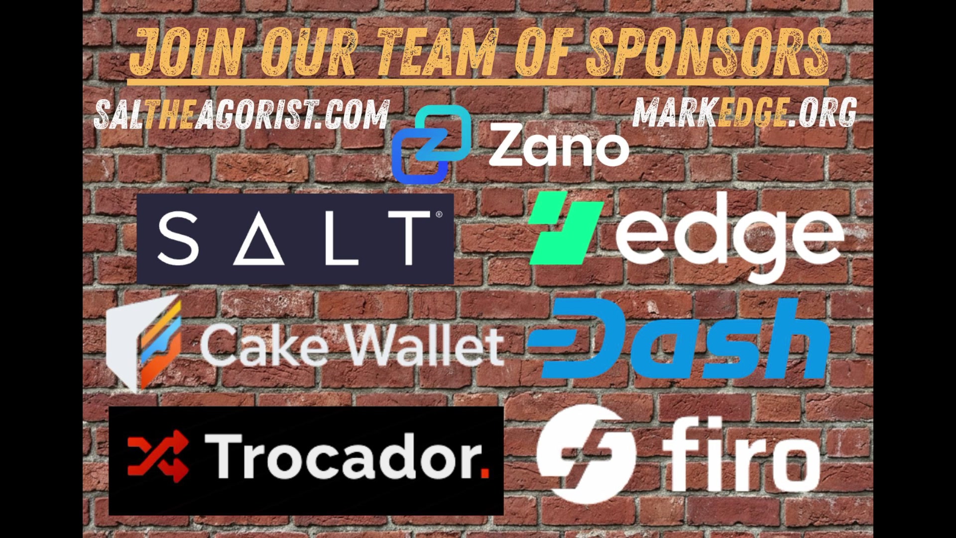 The image features a banner for an event that encourages people to join a team of sponsors, which includes various logos such as "Salt", "Zano", "Edge", "DASH", "Firo", and "Trocador". The text on the banner invites people to join the team of sponsors by joining their team. The image also contains some text about an event that is happening next week, where one winner will be announced.
