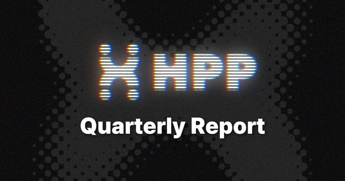 A dark graphic displays an 'HPP' logo with a stylized X symbol and the text 'Quarterly Report' beneath it on a textured background.