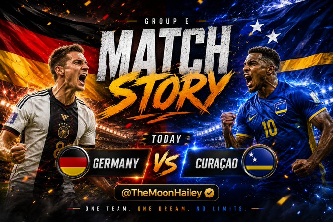The image features a soccer match between Germany and Cuba, with two players from each team standing on the field. The text "Group E Match Story" is displayed above them, indicating that this is an advertisement for a soccer event or tournament featuring these teams. The caption below the image reads "One Team, One Dream, No Limits", suggesting that there are only 100 people allowed to participate in the match.