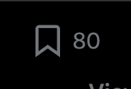 A gray bookmark icon sits next to the number "80" on a black background, with the partial word "Vio" visible at the bottom, suggesting a count of saved or bookmarked items—likely prompting the "What The..." reaction to the surprisingly high number.