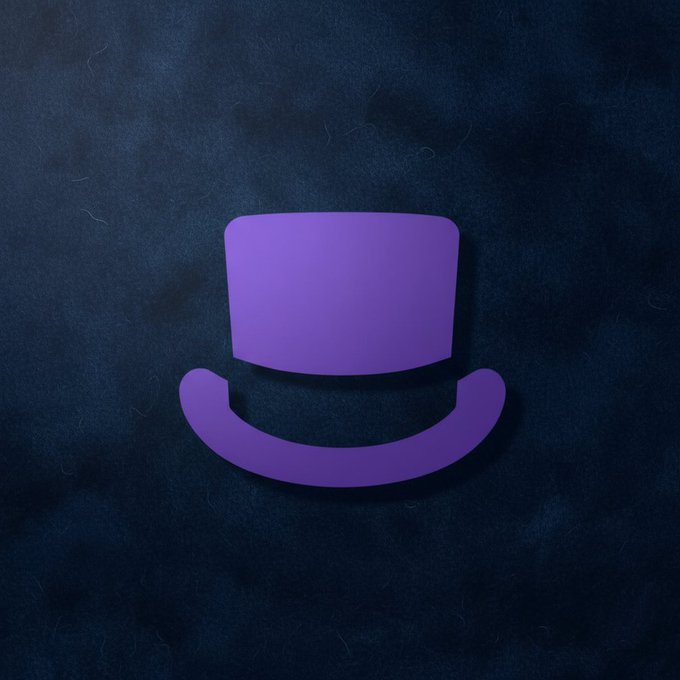 The image features a purple hat with a small smiley face, which appears to be made out of paper or cardstock. The hat is positioned at the top center of the frame against a dark blue background. There are no other objects or text in the image, and it seems to be a simple illustration of a hat without any additional context or information about its significance.