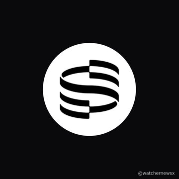 A black circular logo with stacked curved bands design on a white background, credited to @watchemewsx.