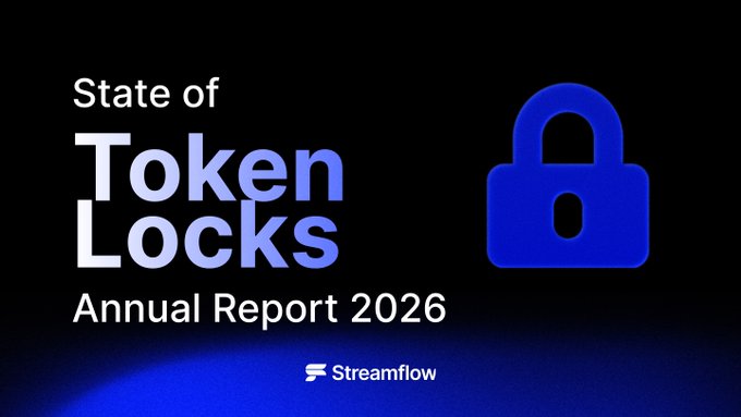The image shows a blue lock symbolizing token locking against a black background. The caption below the image reads, "State of token locks Annual Report 2026", indicating that this report provides insights into the state of token locking in relation to the year 2026.