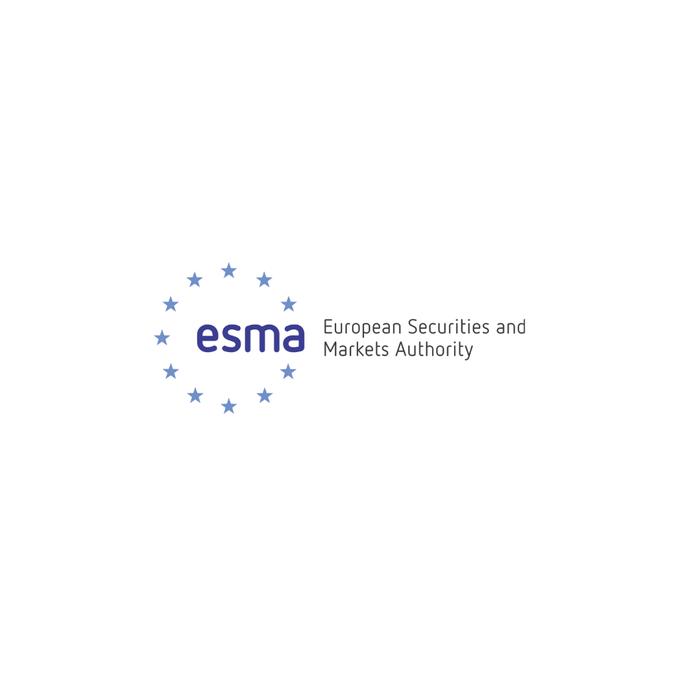 The image shows the official logo of the European Securities and Markets Authority (ESMA), featuring the lowercase "esma" text in blue alongside a circle of stars, with the full organization name displayed to the right. This logo represents the EU financial regulator referenced in the post, which is initiating a process to scrutinize cryptocurrency providers.