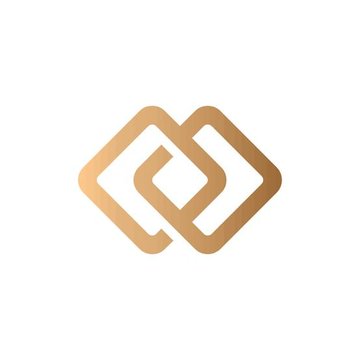 A gold geometric logo featuring two interlocking diamond shapes on a white background, representing the Empery Digital brand associated with the Bitcoin sale announcement for funding an AI data center and debt repayment.