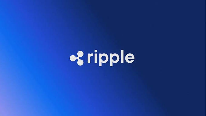 A minimalist blue gradient background featuring the white Ripple logo and the word 'ripple' in lowercase text.
