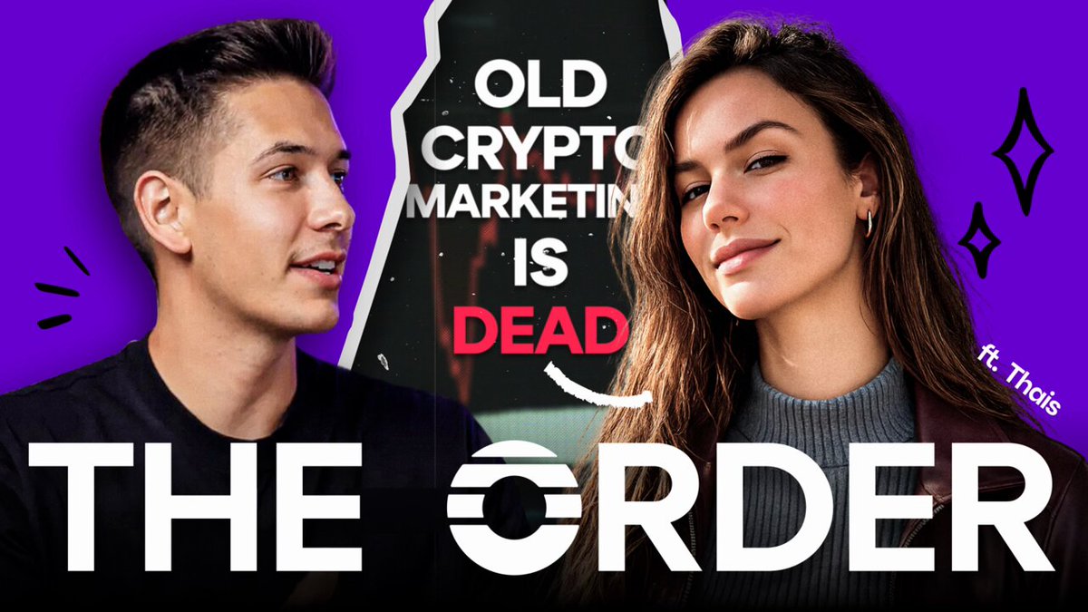 The image features a purple background with white text that reads "Old Cryptocurrency Marketing is Dead" at the top of the frame. Below this, there are two people's faces - one male and one female - who appear to be discussing the topic in the podcast. The hosts' names are also visible on the image.