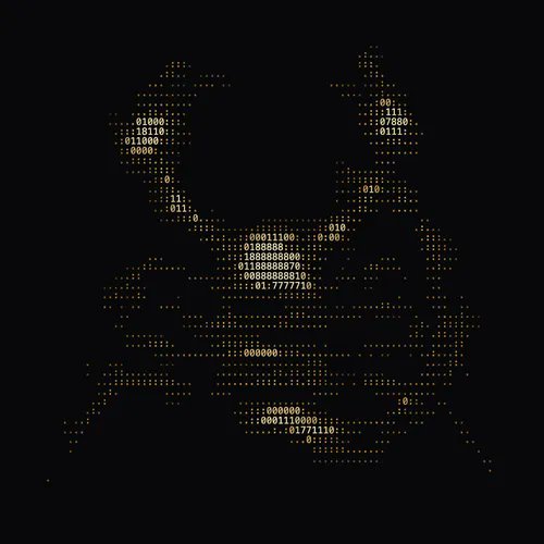 An artistic portrait composed entirely of binary digits (0s and 1s) forming the silhouette of a face on a black background.