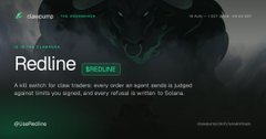 A website screenshot for a product or service named 'Redline' with a green 'ONLINE' button and a description mentioning Valve's SteamVR and Steam Deck support.