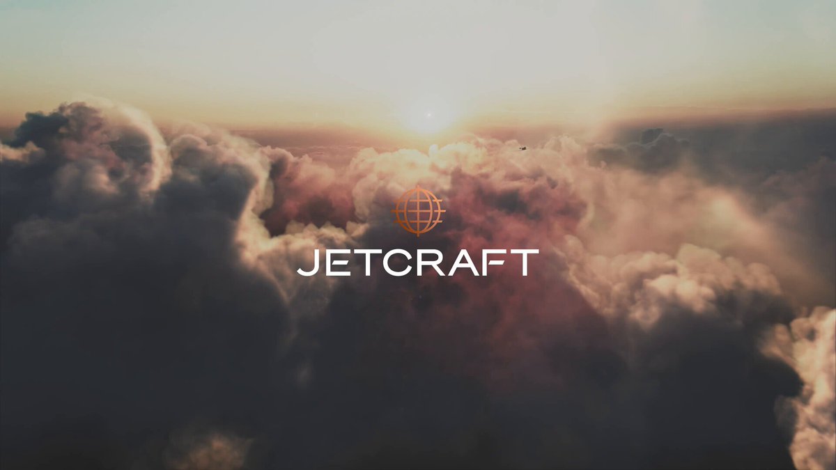 The image shows a close-up of a jetcraft logo, which reads "Jetcraft" above an orange globe with a white sunburst pattern. Below the logo, there are two lines of text that read "Billionaires demand Bitcoin". The background of the image is a sky filled with clouds and the word "JETCRAFT" is prominently displayed in the upper left corner.